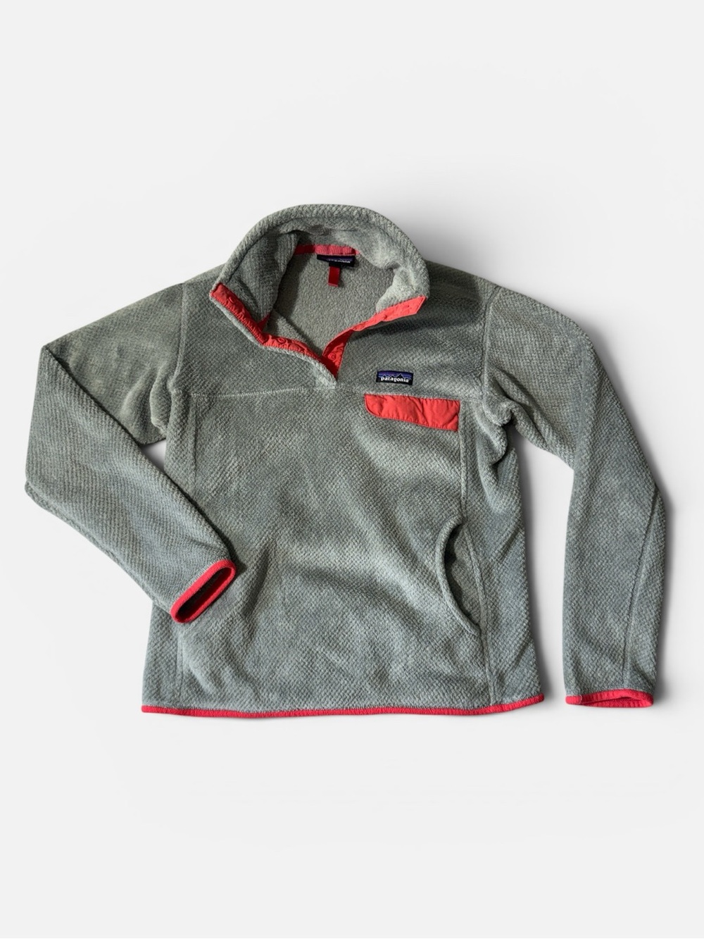Patagonia women’s M Medium grey fleece snap pullover jacket EUC